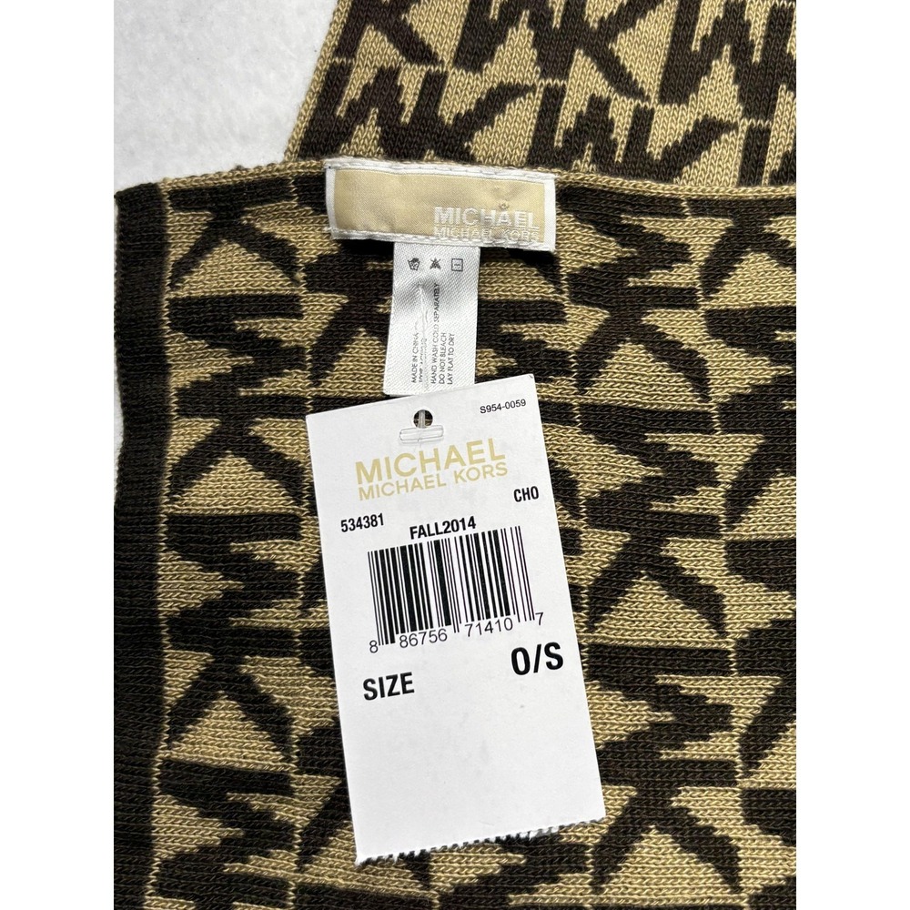 MICHAEL Michael Kors Scarf Womens One Size Brown MK Logo Knit Wrap Rectangle - Picture 2 of 3